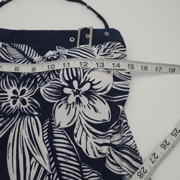 Beach House Swim Suit Tankini Top Womens 10 Navy Buckle Beach Travel Resortwear - Picture 3 of 6